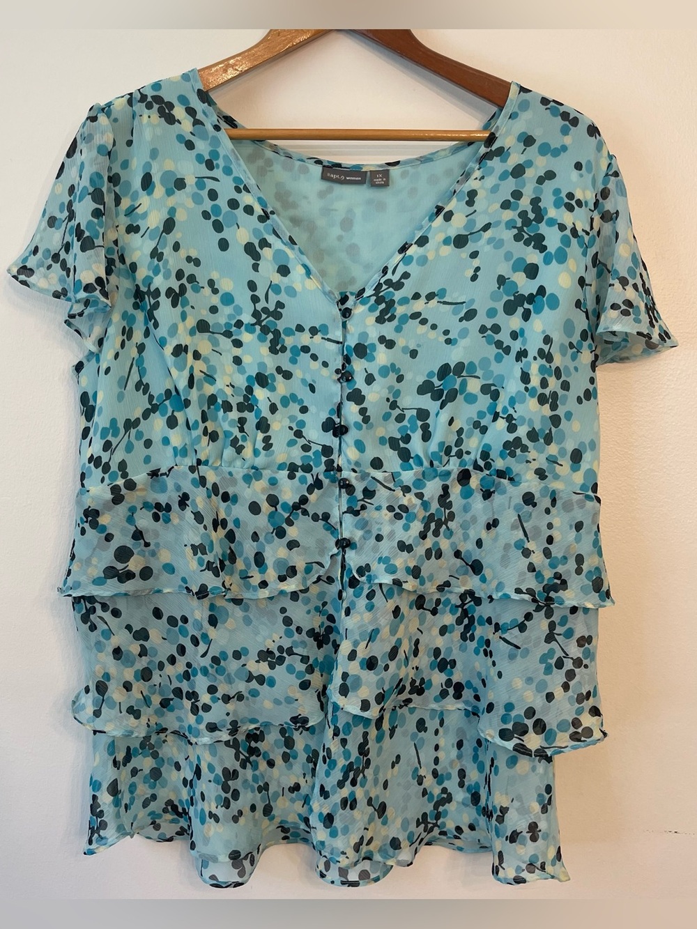 Y2K Dot Floral layered Chiffon Babydoll Top size 1X Apt 9